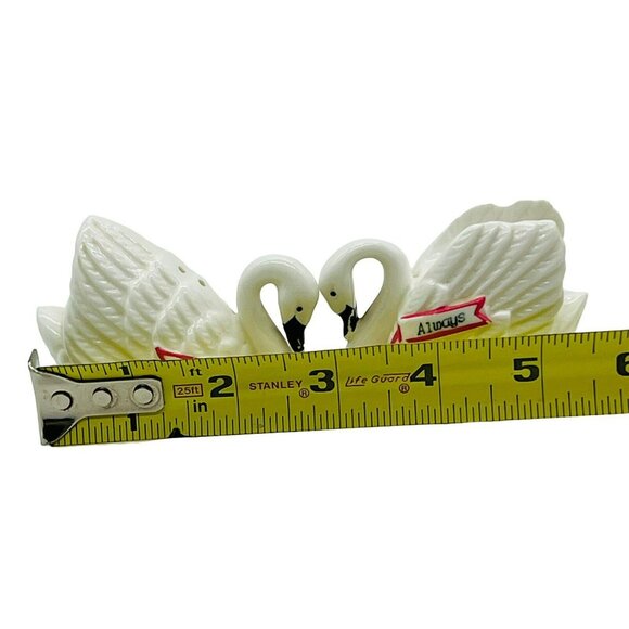 Vintage Swan Together Always Salt Pepper Shaker Shiking Japan Ceramic - Picture 15 of 15